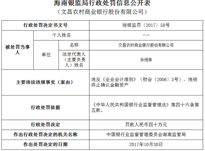大连银监局行政处罚信息公开表（大银监罚决字[2017]13号）